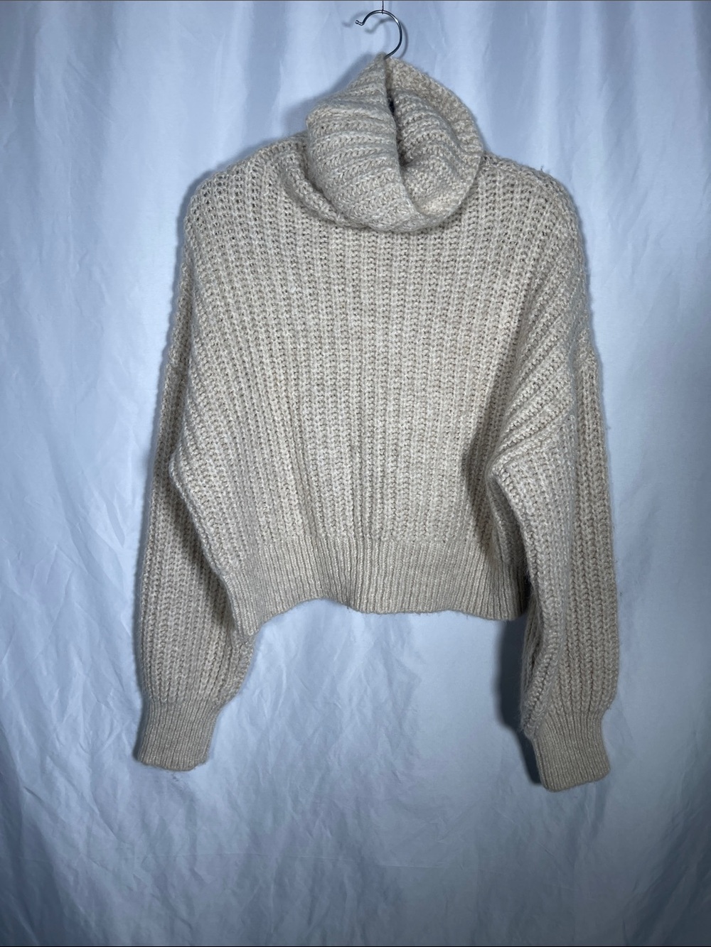 ZARA WOMENS CREAM CHUNKY TURTLENECK SWEATER WOOL BLEND LARGE 6771/145/712/L